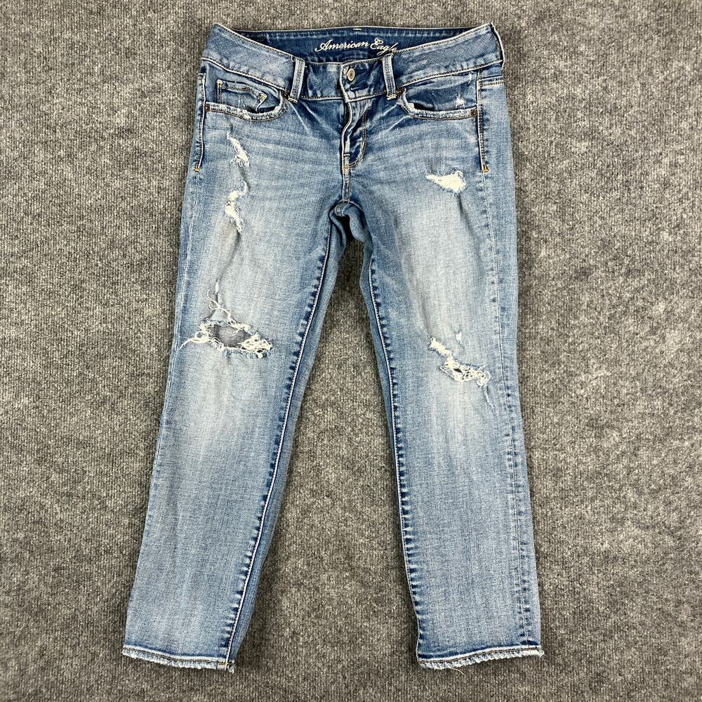 American Eagle Artist Jeans Womens Size 6 Distressed‎ Blue Stretch Denim Casual